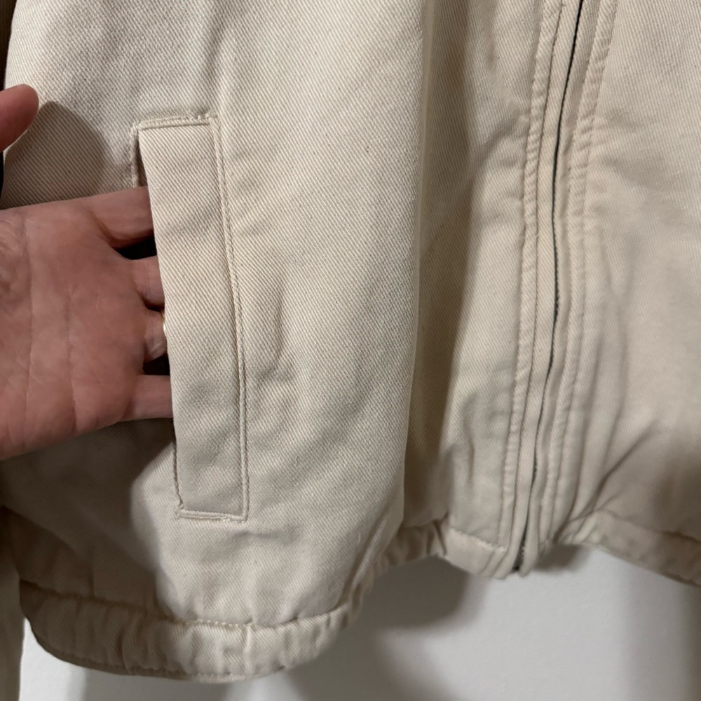 Abercrombie Crop Twill Workwear Jacket Cream Gray Corduroy Collar Streetwear-XL - Picture 7 of 13